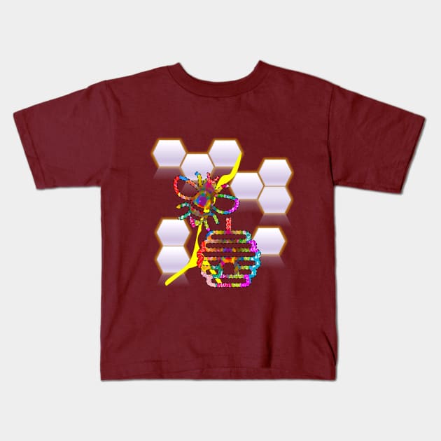 Bee and honeycomb Kids T-Shirt by Refracted Creations